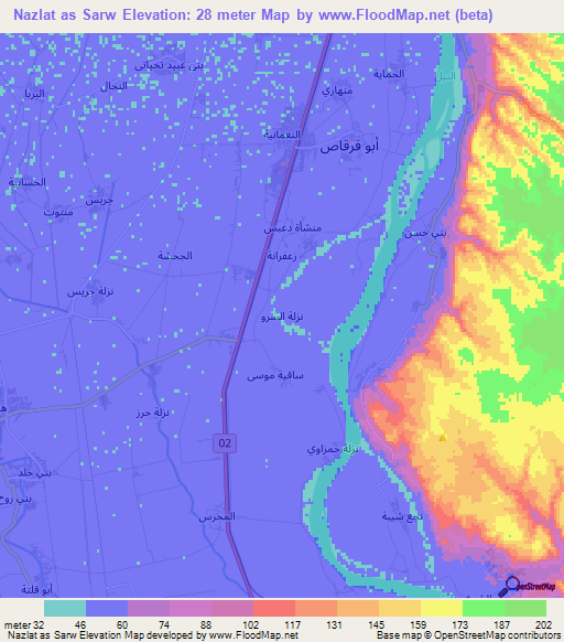 Nazlat as Sarw,Egypt Elevation Map