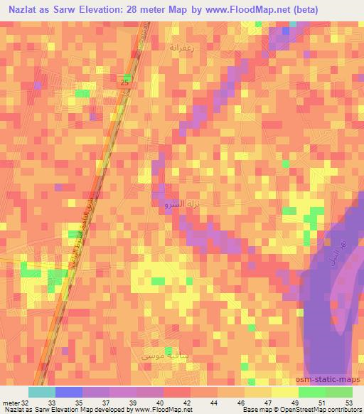 Nazlat as Sarw,Egypt Elevation Map