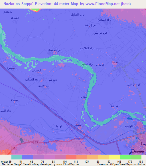 Nazlat as Saqqa',Egypt Elevation Map