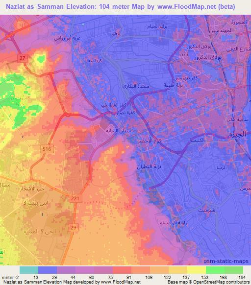 Nazlat as Samman,Egypt Elevation Map