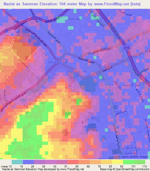 Nazlat as Samman,Egypt Elevation Map