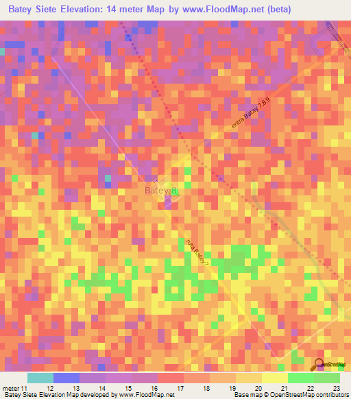 Batey Siete,Dominican Republic Elevation Map