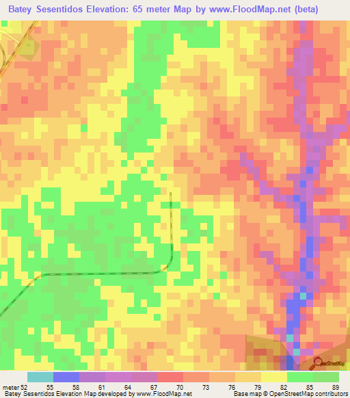 Batey Sesentidos,Dominican Republic Elevation Map