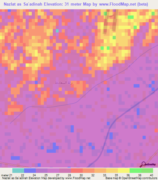 Nazlat as Sa`adinah,Egypt Elevation Map