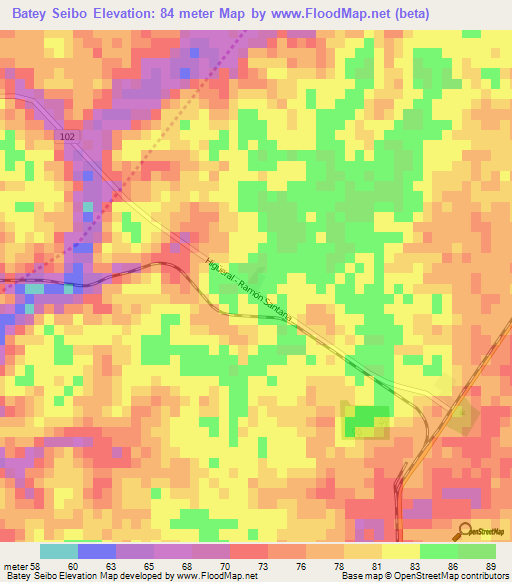 Batey Seibo,Dominican Republic Elevation Map