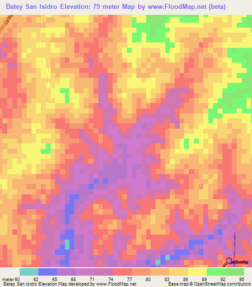 Batey San Isidro,Dominican Republic Elevation Map