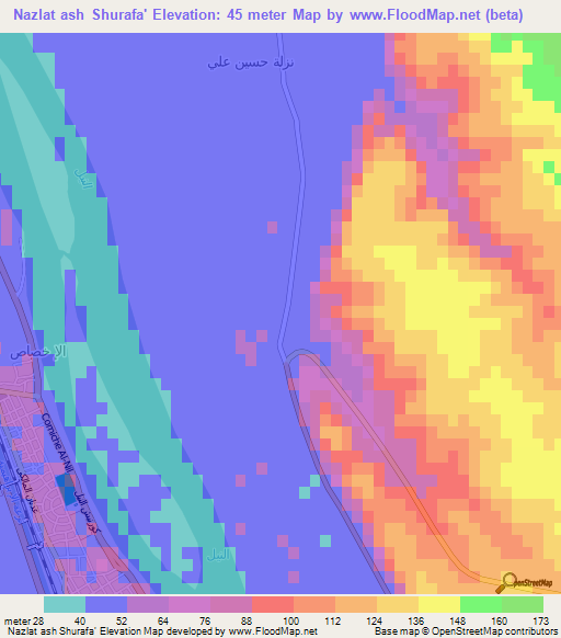 Nazlat ash Shurafa',Egypt Elevation Map