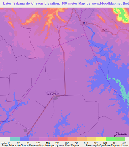 Batey Sabana de Chavon,Dominican Republic Elevation Map