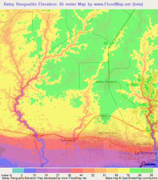 Batey Renguelito,Dominican Republic Elevation Map