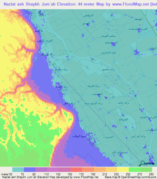 Nazlat ash Shaykh Jum`ah,Egypt Elevation Map