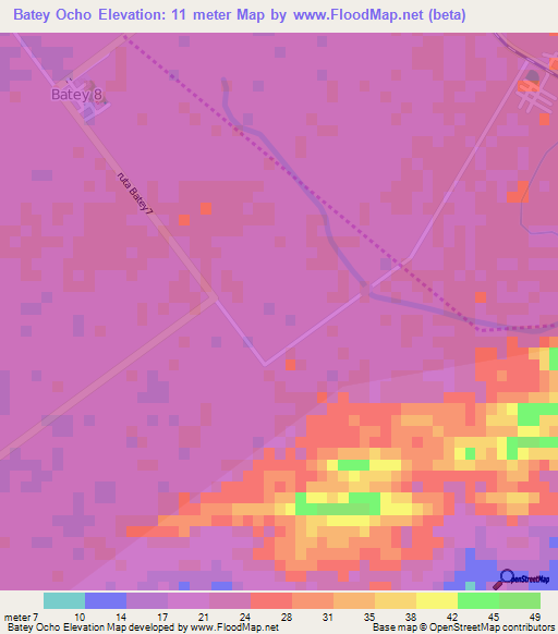 Batey Ocho,Dominican Republic Elevation Map