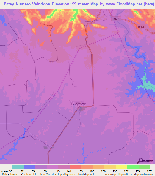 Batey Numero Veintidos,Dominican Republic Elevation Map