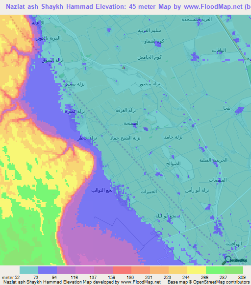 Nazlat ash Shaykh Hammad,Egypt Elevation Map