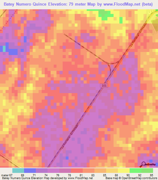 Batey Numero Quince,Dominican Republic Elevation Map