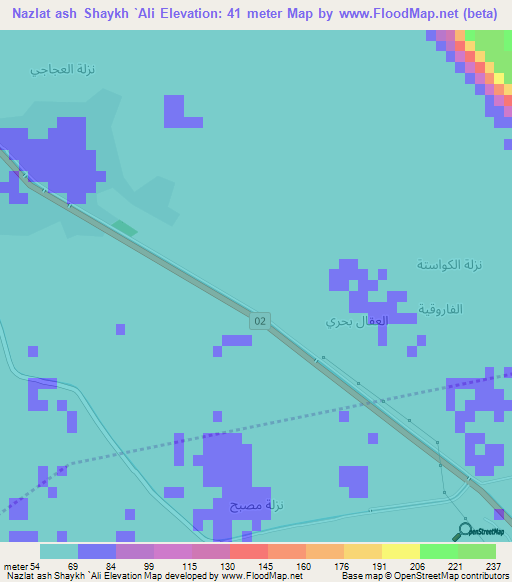 Nazlat ash Shaykh `Ali,Egypt Elevation Map