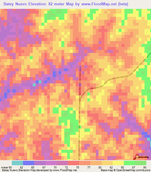 Batey Nuevo,Dominican Republic Elevation Map