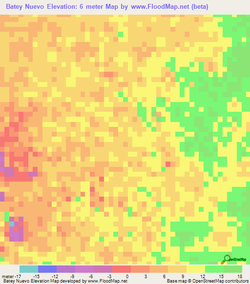 Batey Nuevo,Dominican Republic Elevation Map