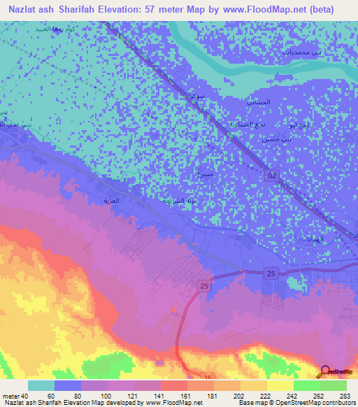 Nazlat ash Sharifah,Egypt Elevation Map