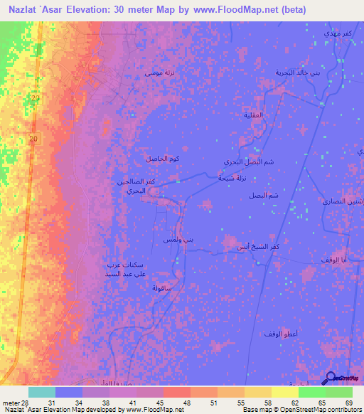 Nazlat `Asar,Egypt Elevation Map