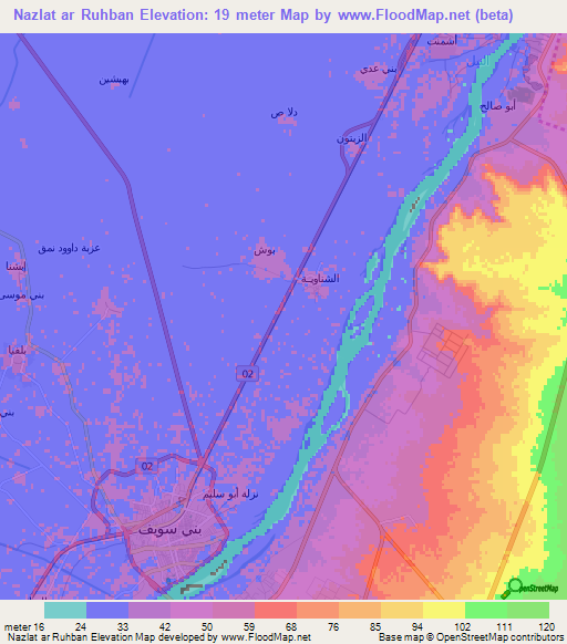 Nazlat ar Ruhban,Egypt Elevation Map