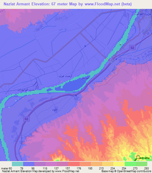 Nazlat Armant,Egypt Elevation Map