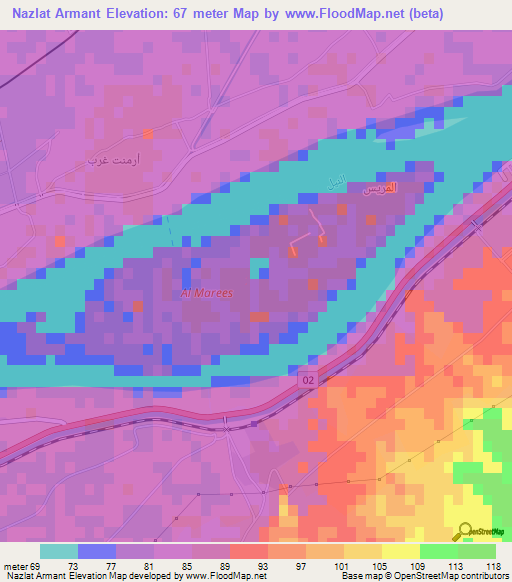 Nazlat Armant,Egypt Elevation Map