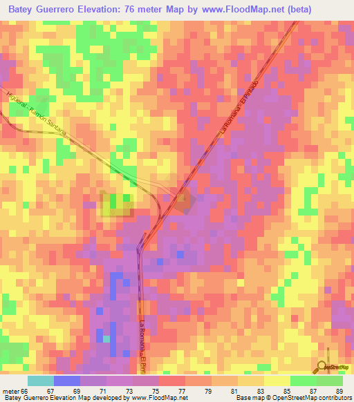 Batey Guerrero,Dominican Republic Elevation Map