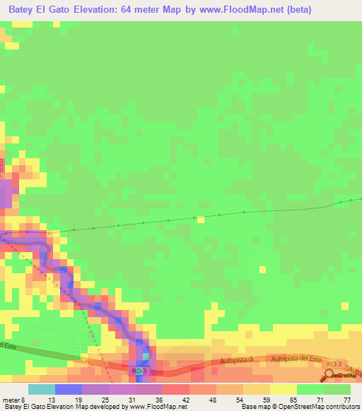 Batey El Gato,Dominican Republic Elevation Map