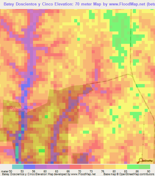 Batey Doscientos y Cinco,Dominican Republic Elevation Map