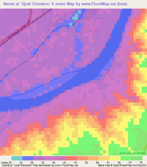 Nazlat al `Ujrah,Egypt Elevation Map