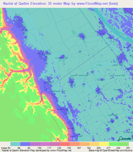 Nazlat al Qadim,Egypt Elevation Map