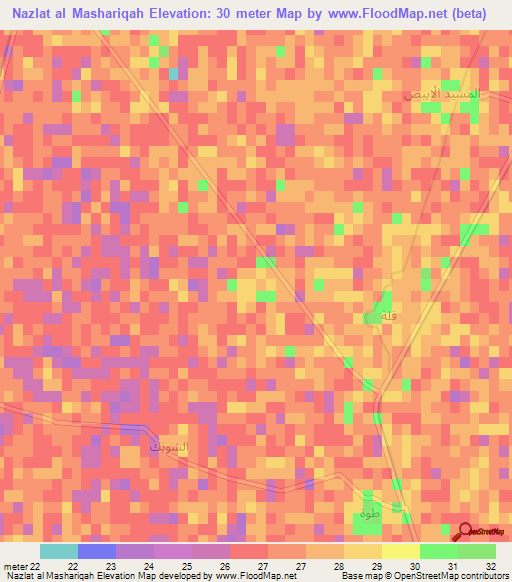 Nazlat al Mashariqah,Egypt Elevation Map