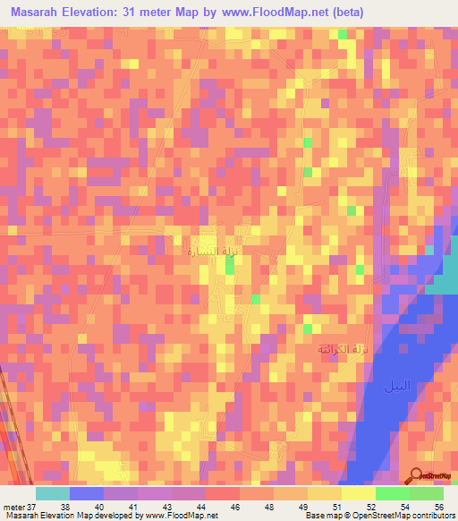 Masarah,Egypt Elevation Map