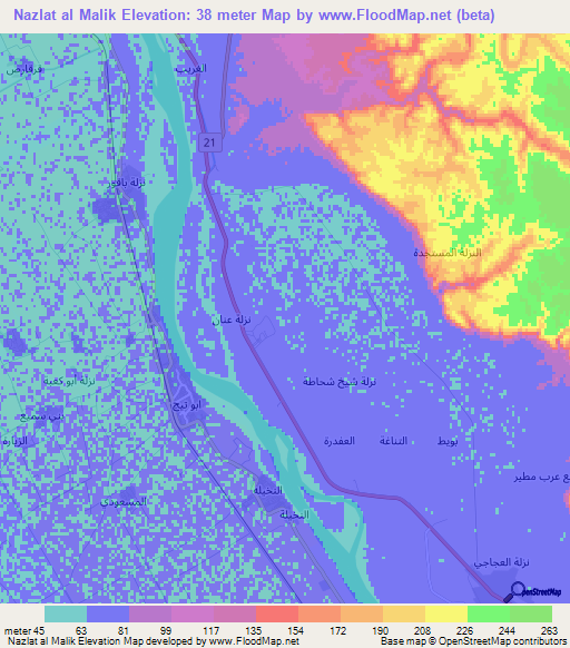 Nazlat al Malik,Egypt Elevation Map