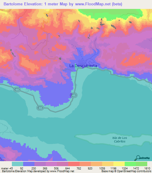 Bartolome,Dominican Republic Elevation Map