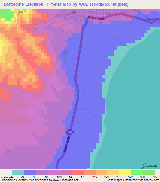 Bartolome,Dominican Republic Elevation Map