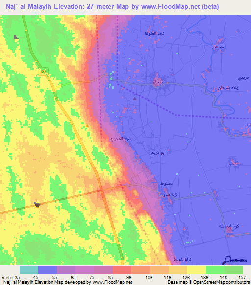 Naj` al Malayih,Egypt Elevation Map