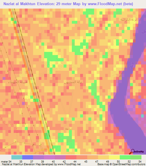 Nazlat al Makhtun,Egypt Elevation Map