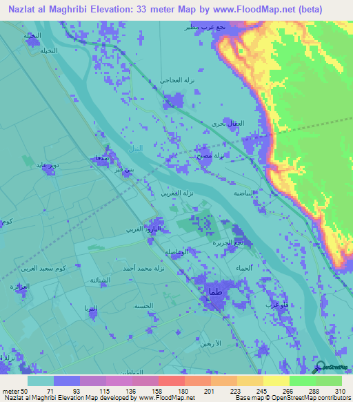 Nazlat al Maghribi,Egypt Elevation Map