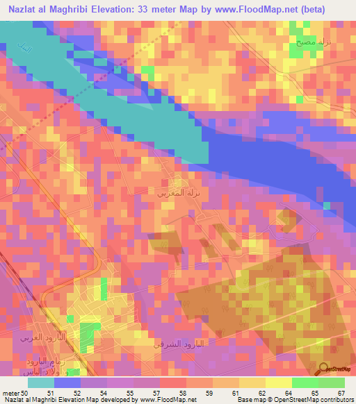 Nazlat al Maghribi,Egypt Elevation Map