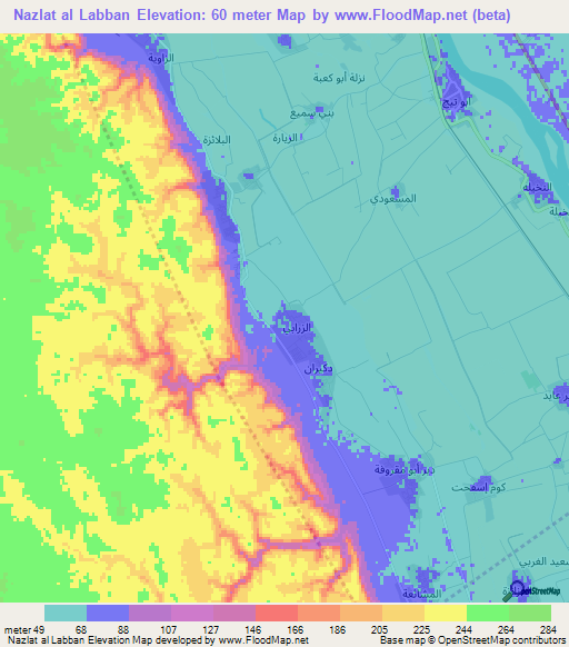 Nazlat al Labban,Egypt Elevation Map