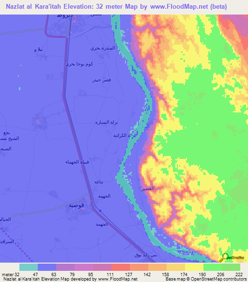 Nazlat al Kara'itah,Egypt Elevation Map