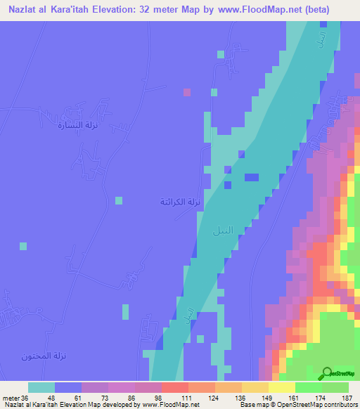 Nazlat al Kara'itah,Egypt Elevation Map