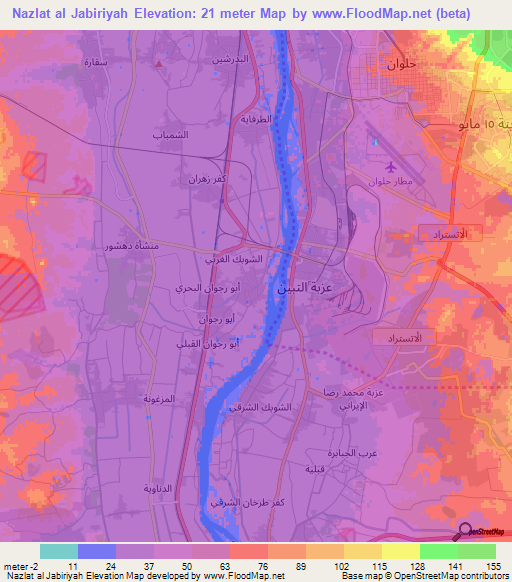 Nazlat al Jabiriyah,Egypt Elevation Map