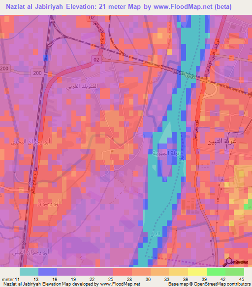 Nazlat al Jabiriyah,Egypt Elevation Map