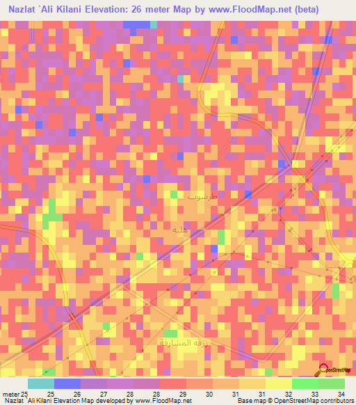 Nazlat `Ali Kilani,Egypt Elevation Map