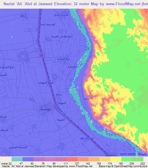 Nazlat `Ali `Abd al Jawwad,Egypt Elevation Map