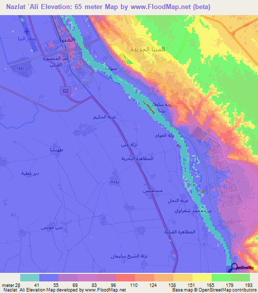 Nazlat `Ali,Egypt Elevation Map