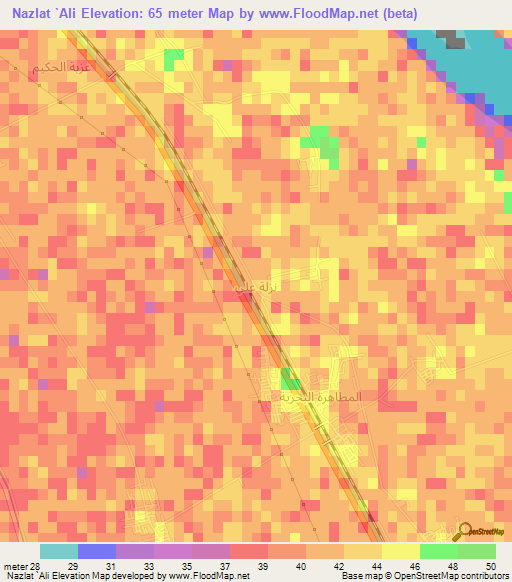 Nazlat `Ali,Egypt Elevation Map