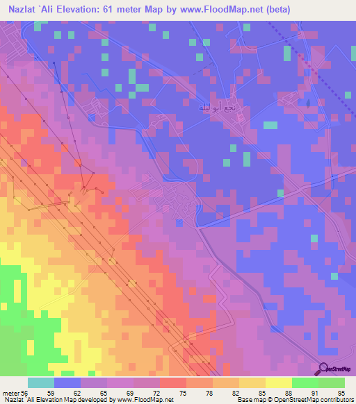 Nazlat `Ali,Egypt Elevation Map